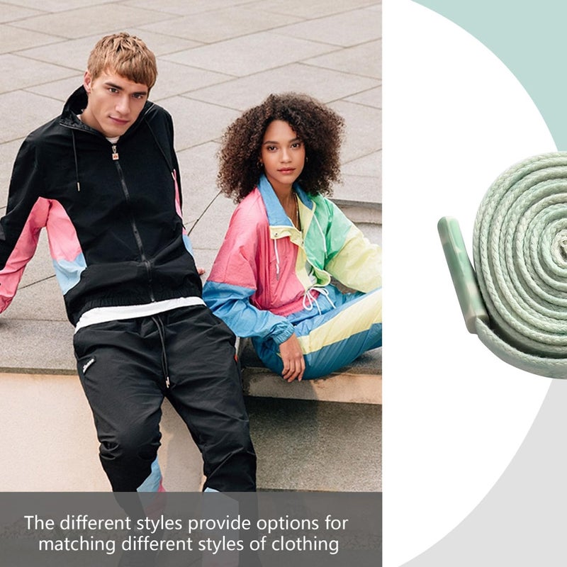 BOROLA 1Pcs 51 Inch Fashionable Durable Cotton Drawstring, Premium Hoodie, Sports Pants, Shorts Universal Drawstring Replacement (Green-White Gradient Cord, Plastic Cap) - Image 4